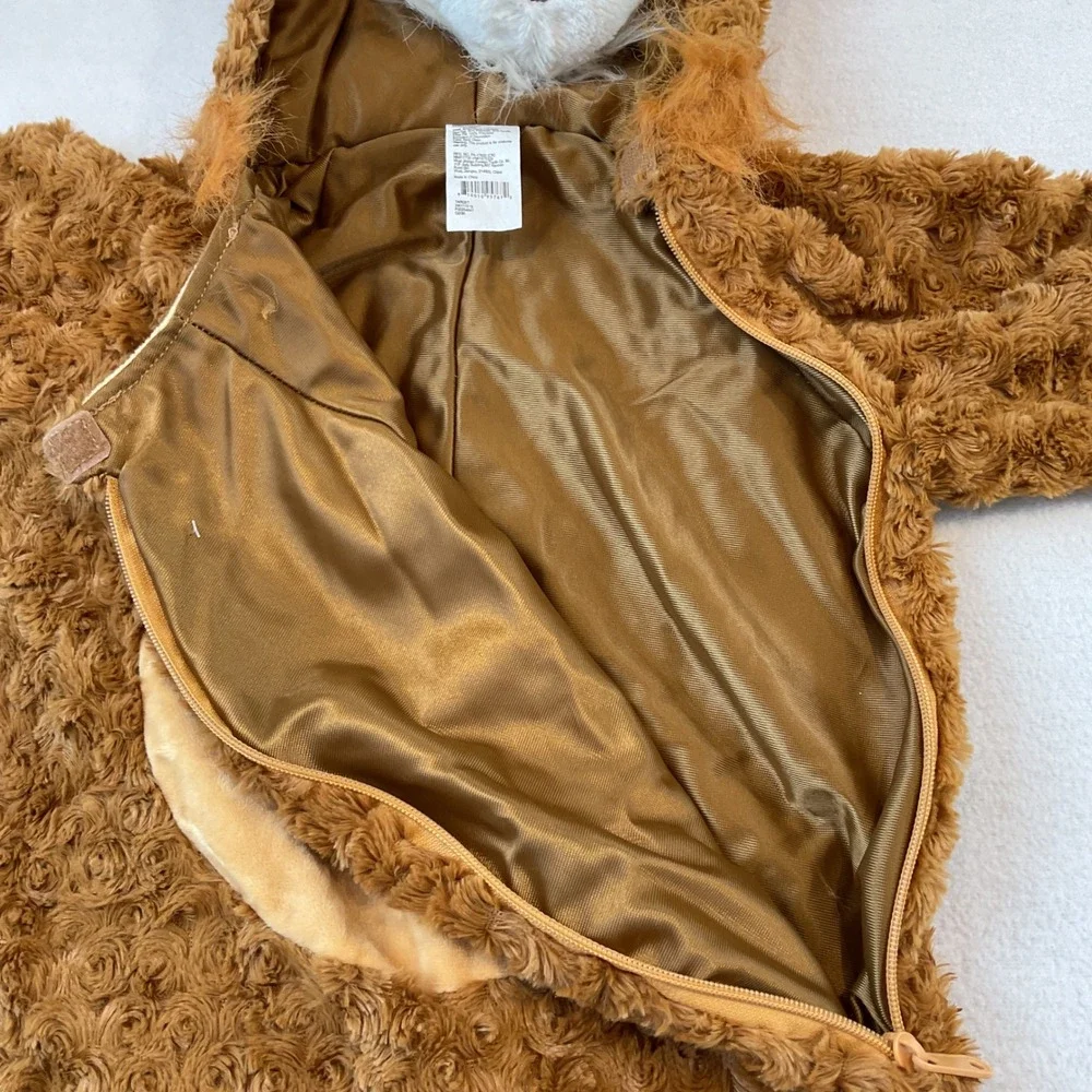 Target Toddler Lion Costume Jumpsuit Brown Faux Fur Hooded 2T-3T Halloween
